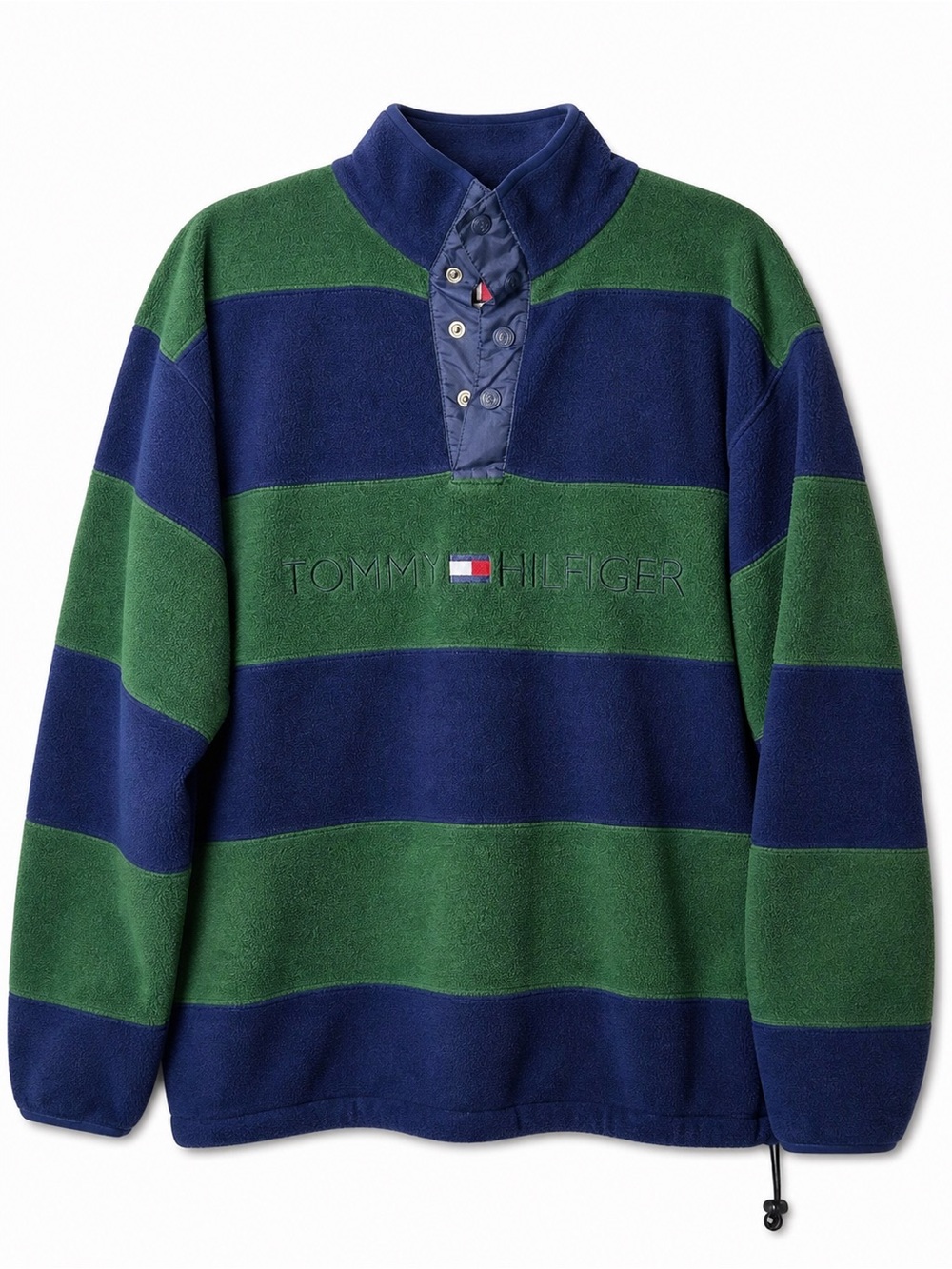 Vintage Tommy Hilfiger 90s Striped Fleece Pullover Logo Sweatshirt S